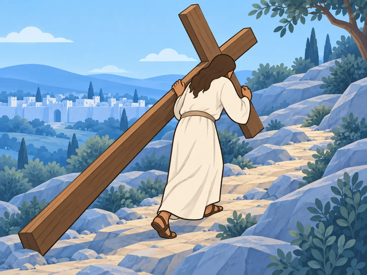 Jesus carries the cross