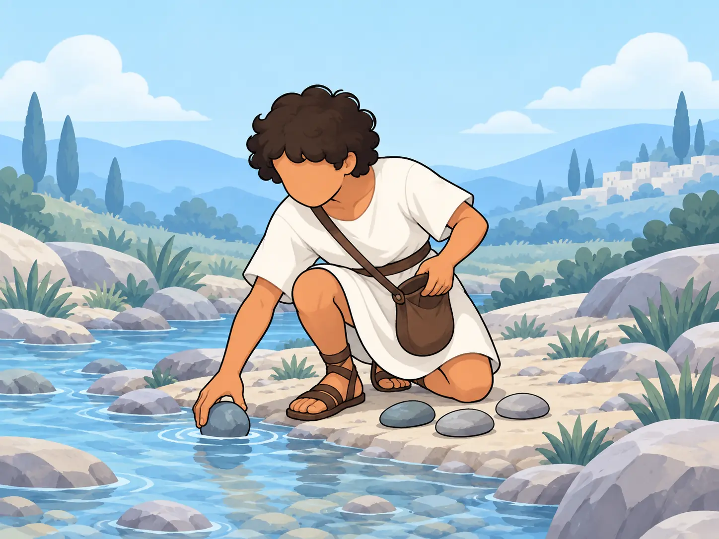 David chooses five stones