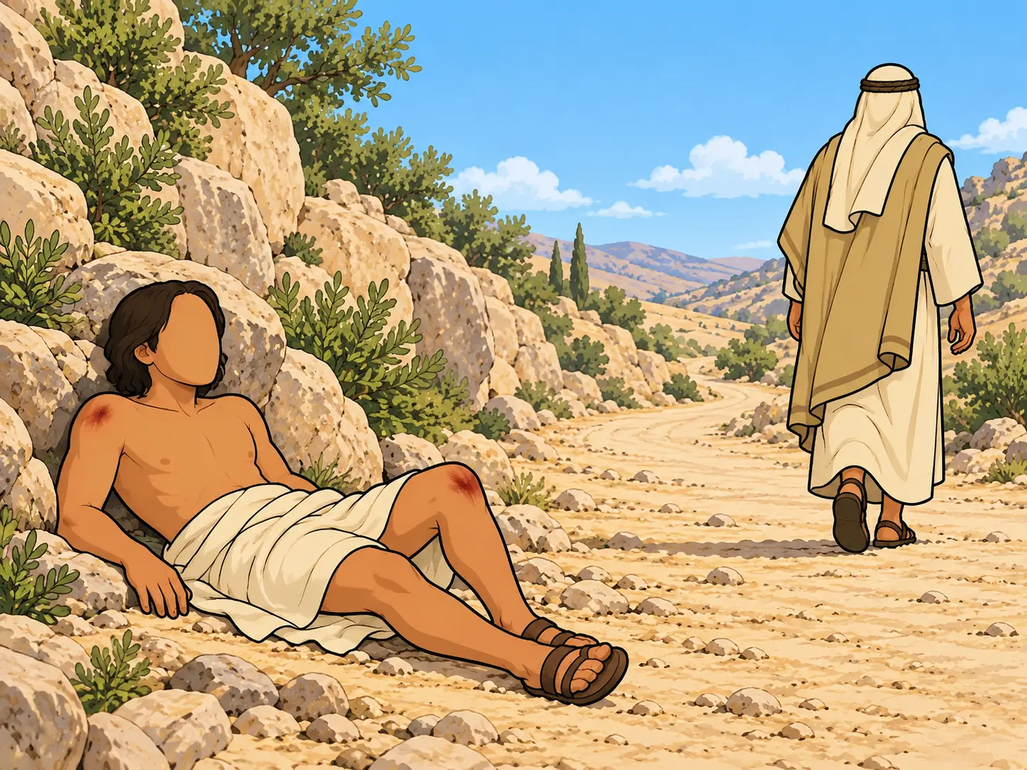 A priest passes by