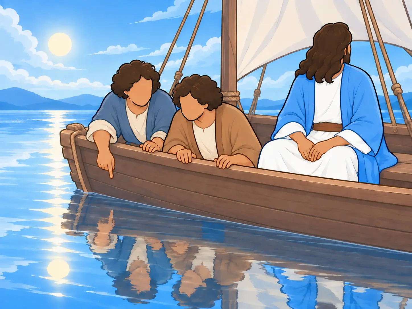 The lake becomes still