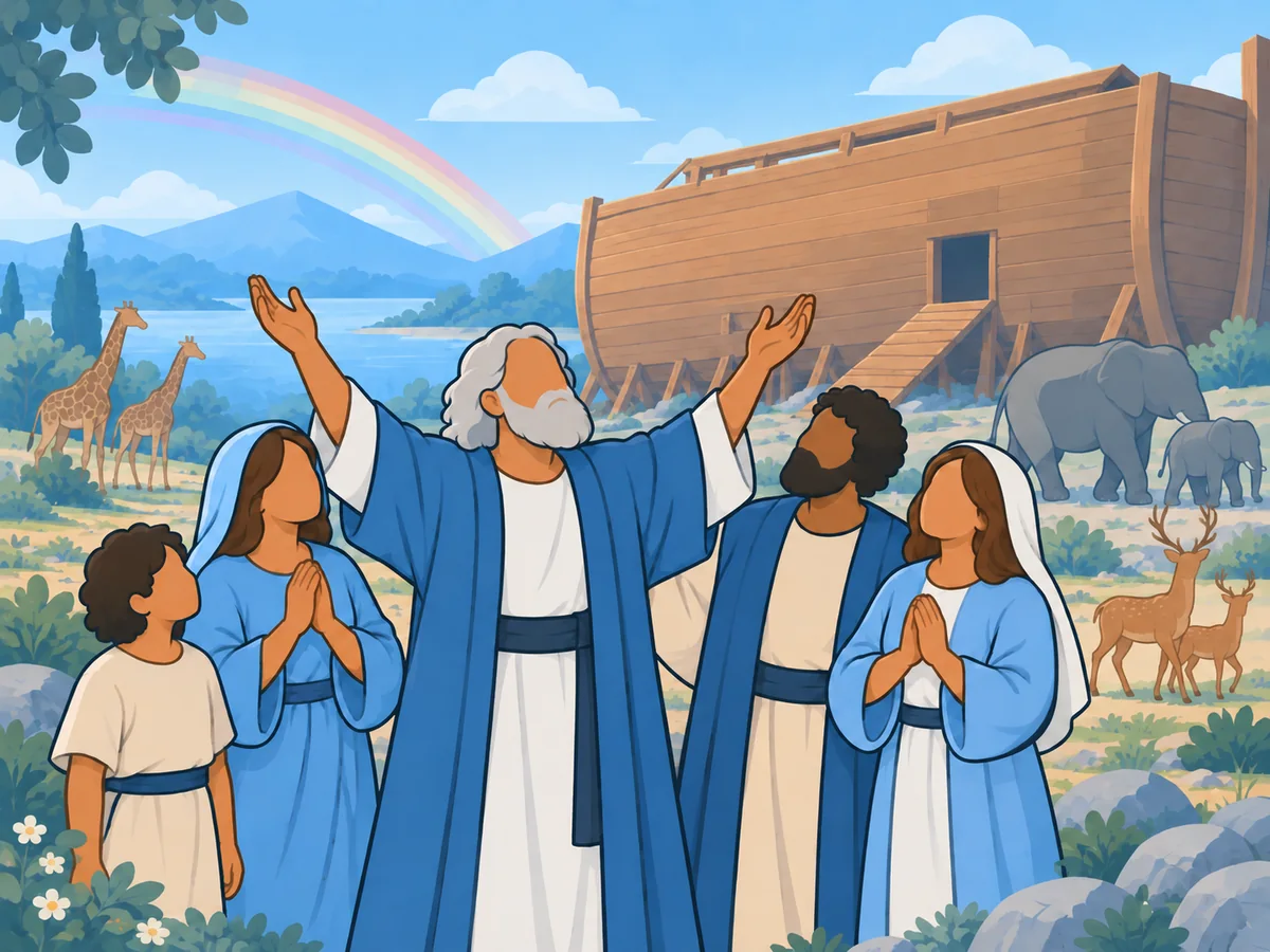 Noah’s family sees the rainbow
