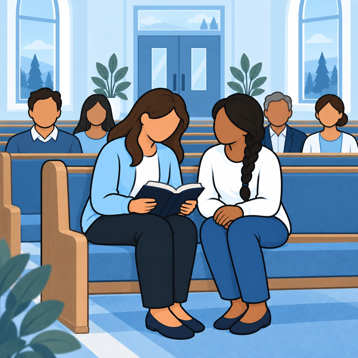 They sit beside one another during the gathering.
